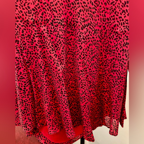 Alice + Olivia Red Animal Print Long Sleeve Mini Dress Size 4 - Picture 6 of 8